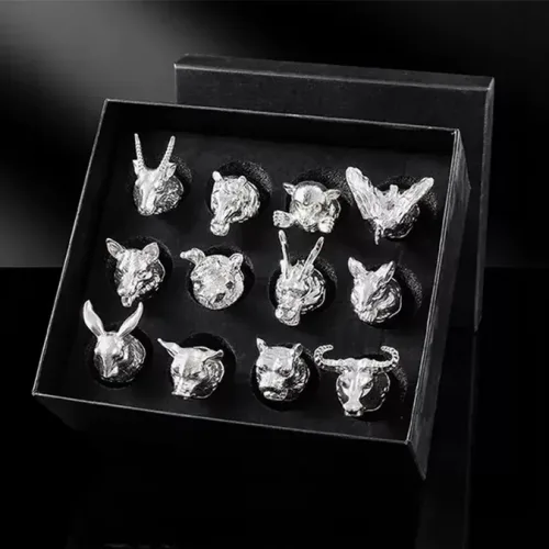 12 Bürc Heyvanlı Premium Rumka Dəsti Gümüşü