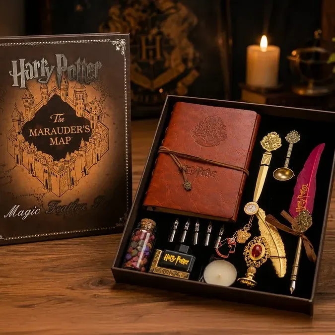 Harry Potter Qırmızı Lələkli Bloknot Hədiyyə Dəsti