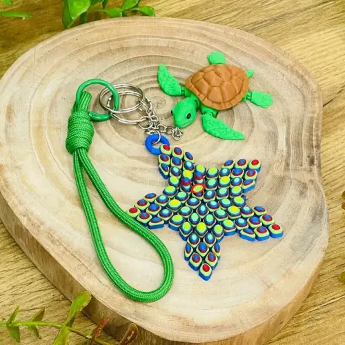 3D Tısbağa Və Ulduz İpli Brelok