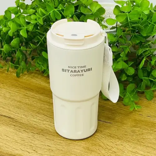 Sitarayuri Paslanmaz Polad Termos Kupa Ağ– Daşıma Kəmərli (600 ml)