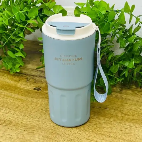 Sitarayuri Paslanmaz Polad Termos Kupa Mavi– Daşıma Kəmərli (600 ml)