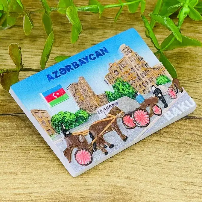 Azərbaycan Suveniri Soyuducu Maqnit – İçərişəhər və Qoşa Qala Qapısı