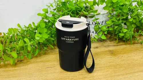 Sitarayuri Paslanmaz Polad Termos Kupa Qara– Daşıma Kəmərli (360 ml)