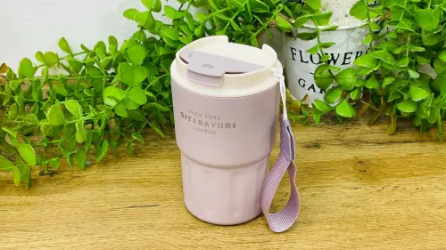 Sitarayuri Paslanmaz Polad Termos Kupa Bənövşəyi– Daşıma Kəmərli (360 ml)