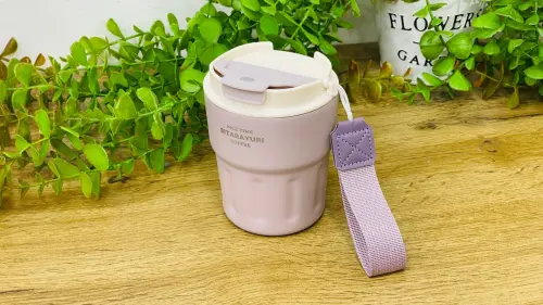 Sitarayuri Paslanmaz Polad Termos Kupa Bənövşəyi– Daşıma Kəmərli (290 ml)
