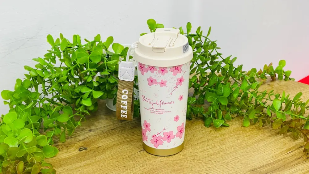 Gündəlik Termos 520 Ml Çəhrayı Çiçək Krem