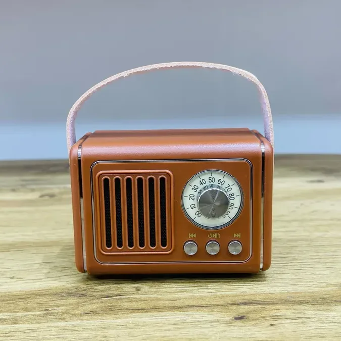 Retro Üslublu Qəhvəyi FM Radiolu Bluetooth Səsucaldıcı