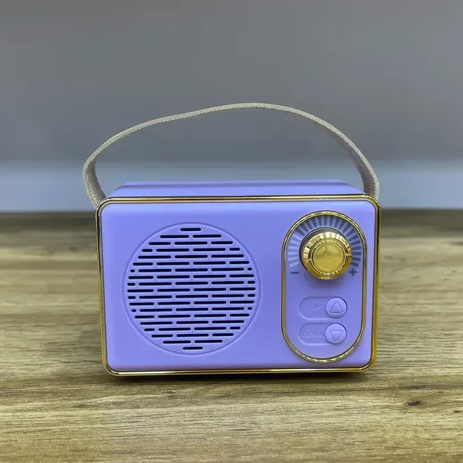 Retro Dizaynlı Bənövşəyi Bluetooth Mini Səsucaldıcı