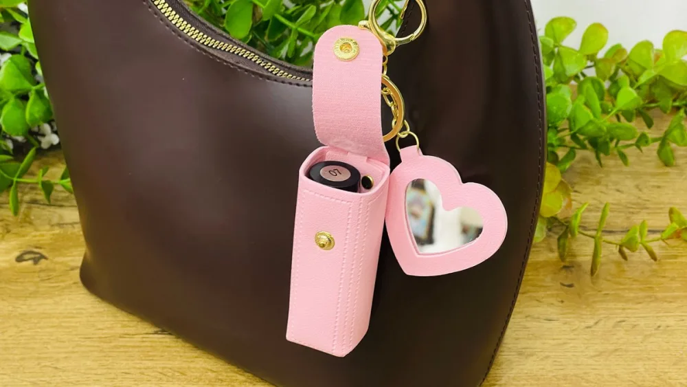 Güzgülü Pomada Qabı Charm Brelok – Çəhrayı, Çəhrayı