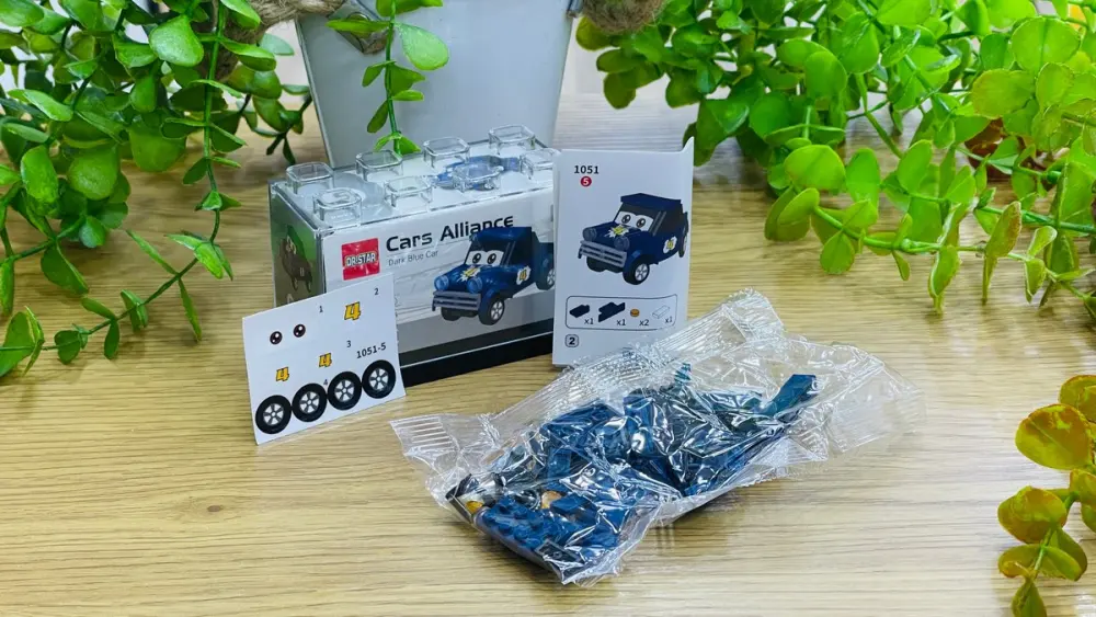 Tünd Göy Maşın Mini Leqo Konstruktoru – 47 Hissə, Tünd göy