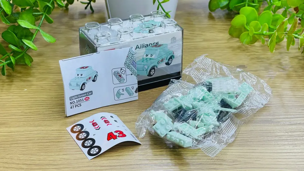 Yaşıl Yarış Maşını Mini Leqo Konstruktoru – 47 Hissə, Mint