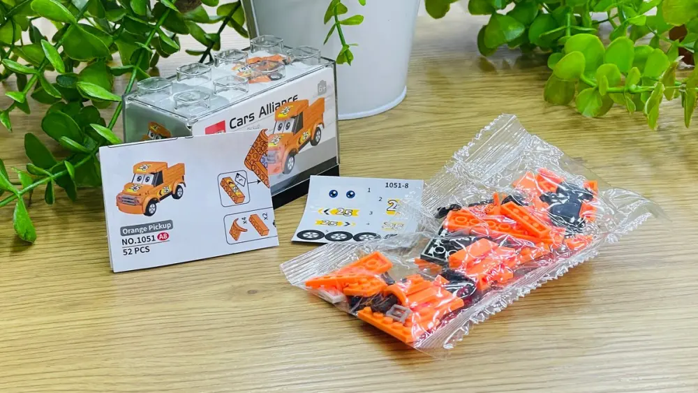 Narıncı Traktor Maşını Mini Leqo Konstruktoru – 52 Hissə, Narıncı
