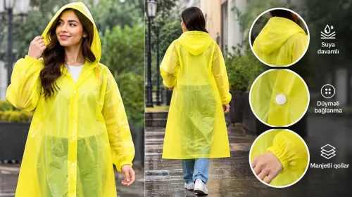 Şəffaf Sarı Yağmurluq Y2395 – Uniseks