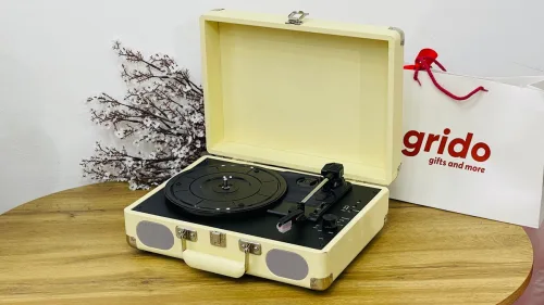 Qramafon Lp – Vinil Pleyer, Pikap (Krem Rəngdə)