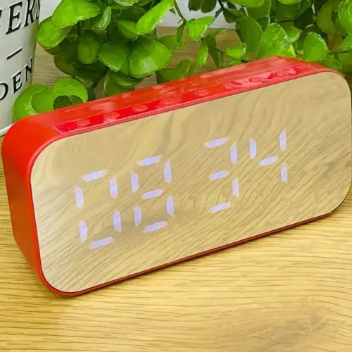 LED Güzgülü Masaüstü Saat (Bluetoothlu) – Qırmızı