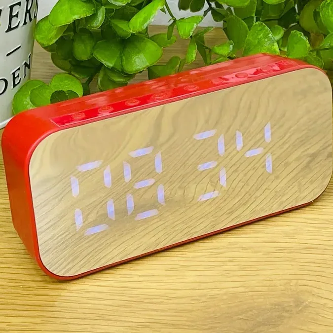 LED Güzgülü Masaüstü Saat (Bluetoothlu) – Qırmızı