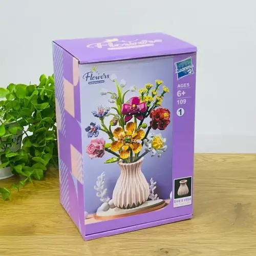 Flowers Building Blocks – Dekorativ Çiçək Buketi Bənövşəyi 756 Hissə