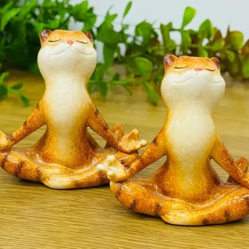 Meditasiya edən Pişik Dekoru – 2-li Dəst 11 sm