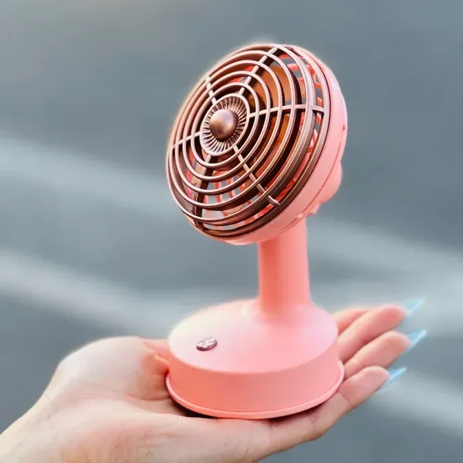 Retro Mini Masaüstü Fan Çəhrayı