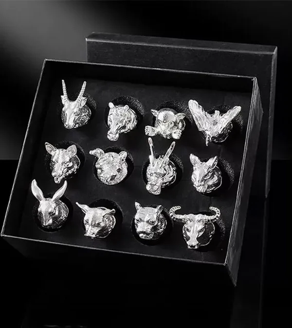 12 Bürc Heyvanlı Premium Rumka Dəsti Gümüşü - Grido hədiyyə mağazası