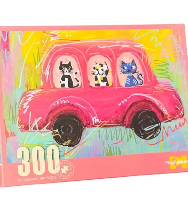300 Parça Retro Maşın Və Pişik Temalı Puzzle – Rəngarəng Art Hobby Oyunu Yappoz - Grido hədiyyə mağazası