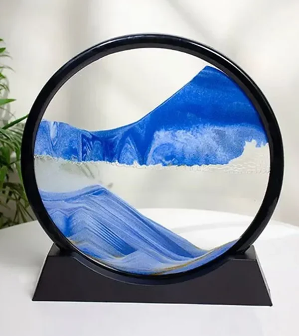 3D Qumlu Mavi Dairəvi Dekor – Moving Sand Art (18 sm) - Grido hədiyyə mağazası
