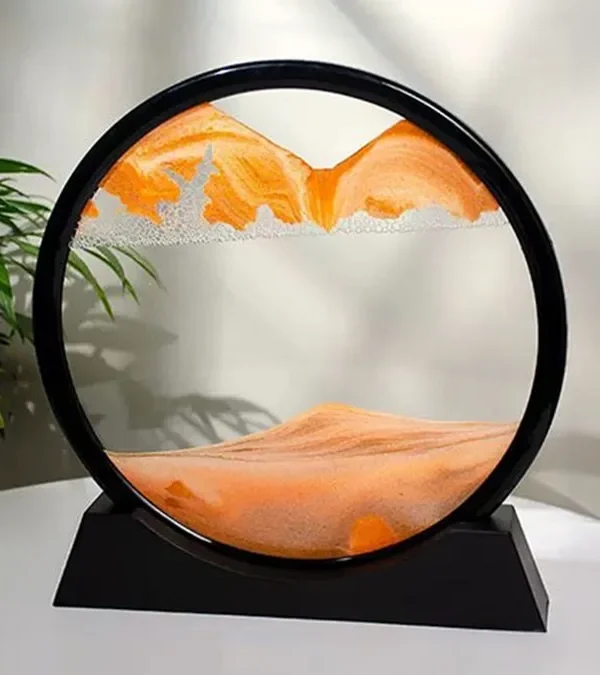 3D Qumlu Narıncı Dairəvi Dekor – Moving Sand Art (18 sm) - Grido hədiyyə mağazası