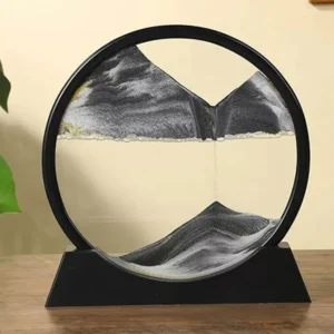 3D Qumlu Qara Dairəvi Dekor – Moving Sand Art (27 sm) - Grido hədiyyə mağazası