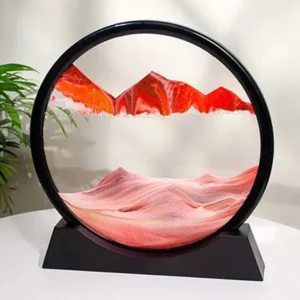 3D Qumlu Qırmızı Dairəvi Dekor – Moving Sand Art (18 sm) - Grido hədiyyə mağazası