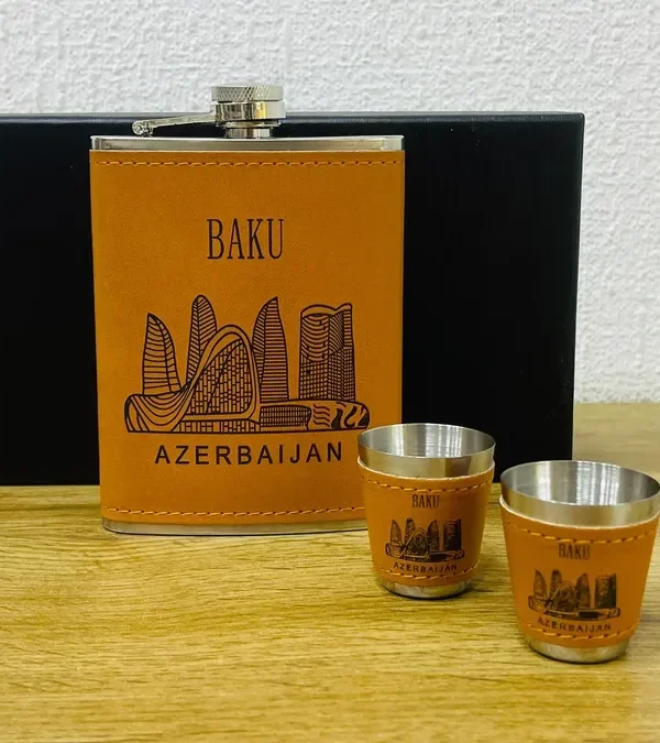 Bakı Suvenir Dəri İçki Qab Dəsti - Grido hədiyyə mağazası