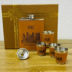 Bakı Suvenir Dəri İçki Qab Dəsti (4 Stəkanlı) - Grido hədiyyə mağazası