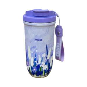 Bənövşəyi Güllü Termos Stəkan – 600 ml Yanis3 - Grido hədiyyə mağazası