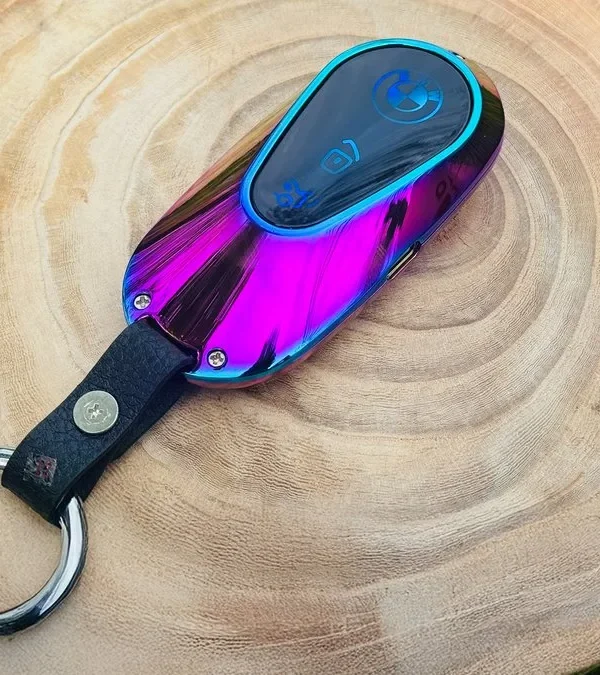 BMW Dizayn Elektron Bənövşəyi Alışqan 601– USB Şarjlı Açar Brelok, Windproof Elektrikli Lighter (Rainbow Metal) - Grido hədiyyə mağazası