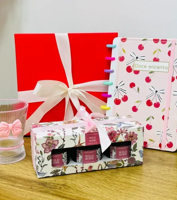 Çəhrayı Albalı Zərif Hədiyyə Seti Gift Box - Grido hədiyyə mağazası