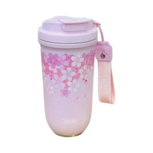 Çəhrayı Çiçəkli Termos Stəkan – 600 ml Yanis3 - Grido hədiyyə mağazası