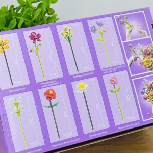 Flowers Building Blocks – Dekorativ Çiçək Buketi Bənövşəyi 756 Hissə - Grido hədiyyə mağazası