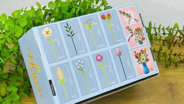 Flowers Building Blocks – Dekorativ Çiçək Buketi Mavi 680 Hissə - Grido hədiyyə mağazası