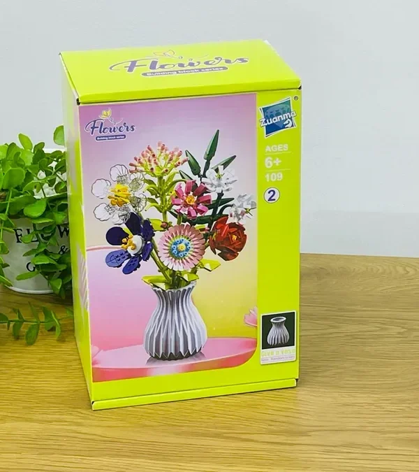 Flowers Building Blocks – Dekorativ Çiçək Buketi Yaşıl 671 Hissə 109-2 - Grido hədiyyə mağazası