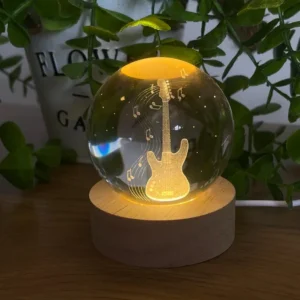 Gitara İşıqlı Kristal Kürə (Kiçik 5.5 x 7.5 sm) - Grido hədiyyə mağazası