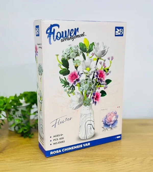 Gül Buketi Güldanlı Konstruksiya Seti – Rosa Chinensis Purple roses 605 Hissə - Grido hədiyyə mağazası
