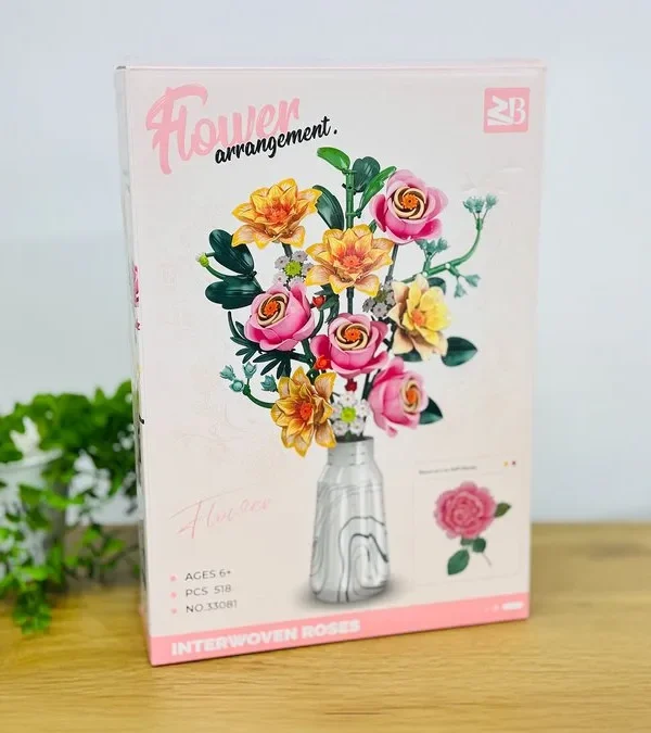Gül Buketi Konstruksiya Seti – Interwoven Roses are in full bloom 518 Hissə - Grido hədiyyə mağazası