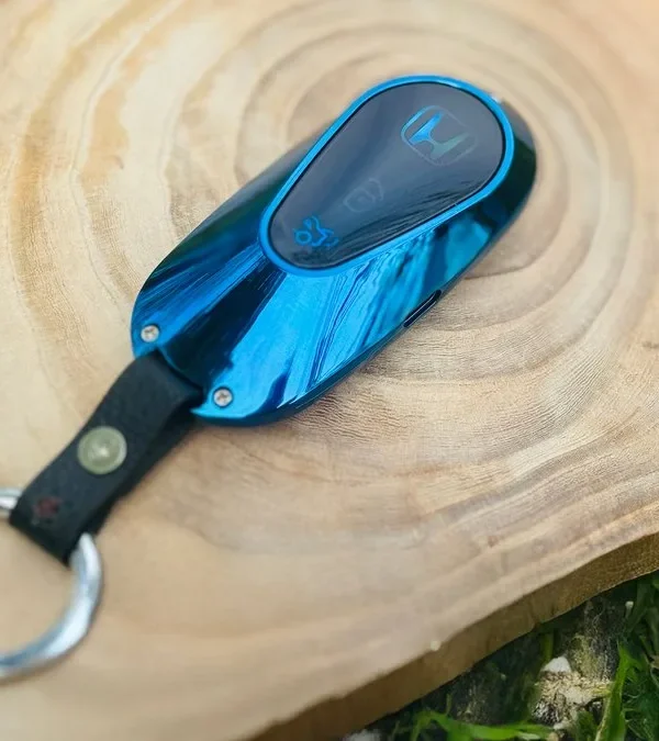 Honda Dizayn Elektron Alışqan Göy 601 – USB Şarjlı Açar Brelok, Windproof Elektrikli Lighter (Blue Metal) - Grido hədiyyə mağazası