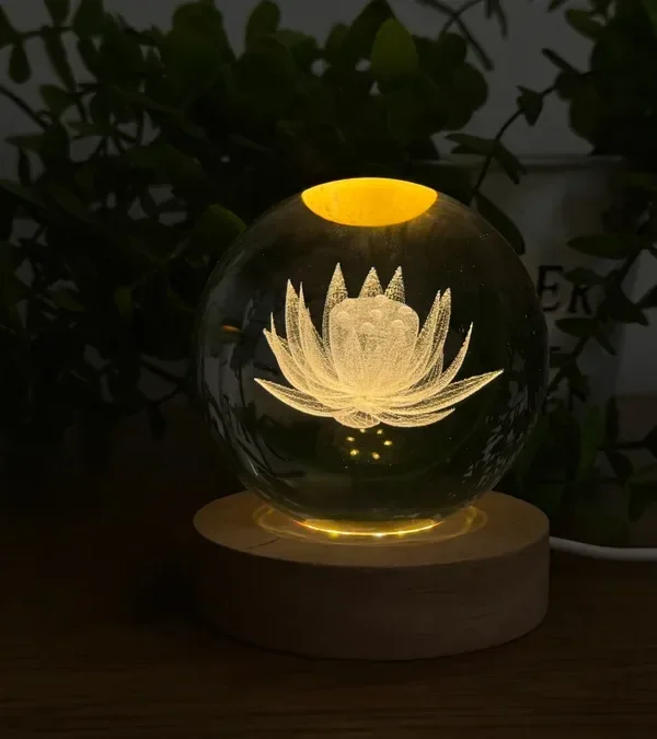 Lotus İşıqlı Kristal Kürə (Böyük 7.5 x 10 sm) - Grido hədiyyə mağazası
