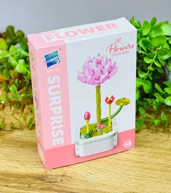 Lotus (Nilufər) Çiçəyi – Konstruksiya Seti 100+ Hissə - Grido hədiyyə mağazası