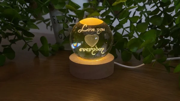 Love You Everday İşıqlı Kristal Kürə (Kiçik 5.5 x 7.5 sm) - Grido hədiyyə mağazası