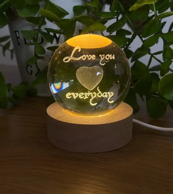 Love You Everday İşıqlı Kristal Kürə (Kiçik 5.5 x 7.5 sm) - Grido hədiyyə mağazası