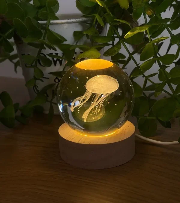 Meduza İşıqlı Kristal Kürə (Kiçik 5.5 x 7.5 sm) 7440 - Grido hədiyyə mağazası