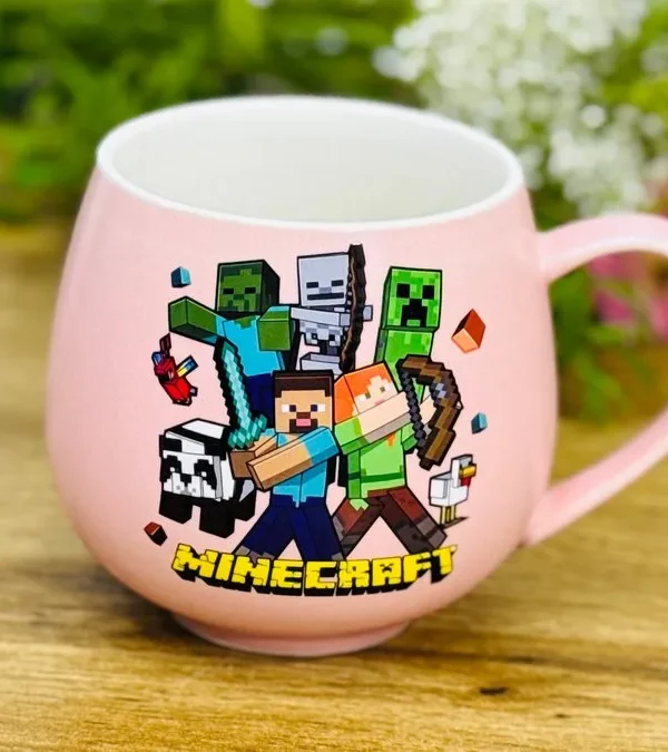 Minecraft Temalı Çəhrayı Keramika Fincan ☕⛏️ - Grido hədiyyə mağazası