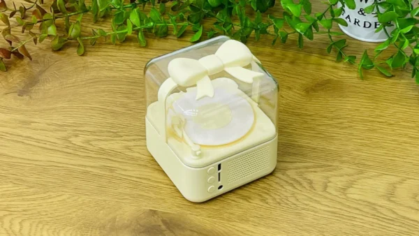 Mini Retro Qramafon Krem Bantikli - Grido hədiyyə mağazası