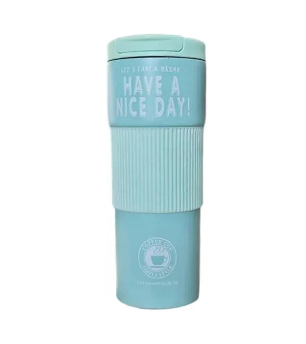 Mint (Yaşıl) Rezinli 600 ml Termos Fincan Have A Nice Day - Grido hədiyyə mağazası